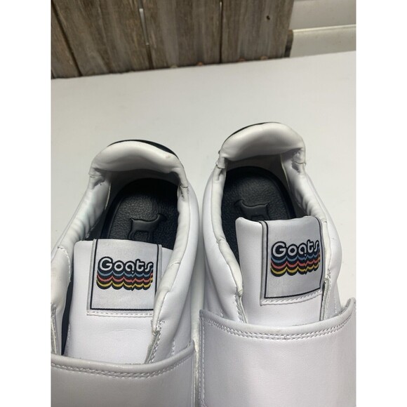 GOATS Sneakers Platform Smooth White Leather Slip On Hook Loop Mens Shoe Sz 9.5 - Picture 8 of 9